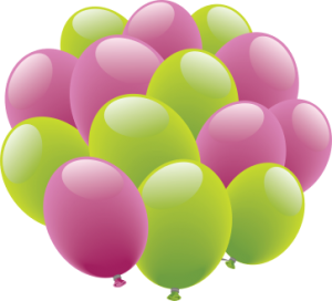 pink and green balloons